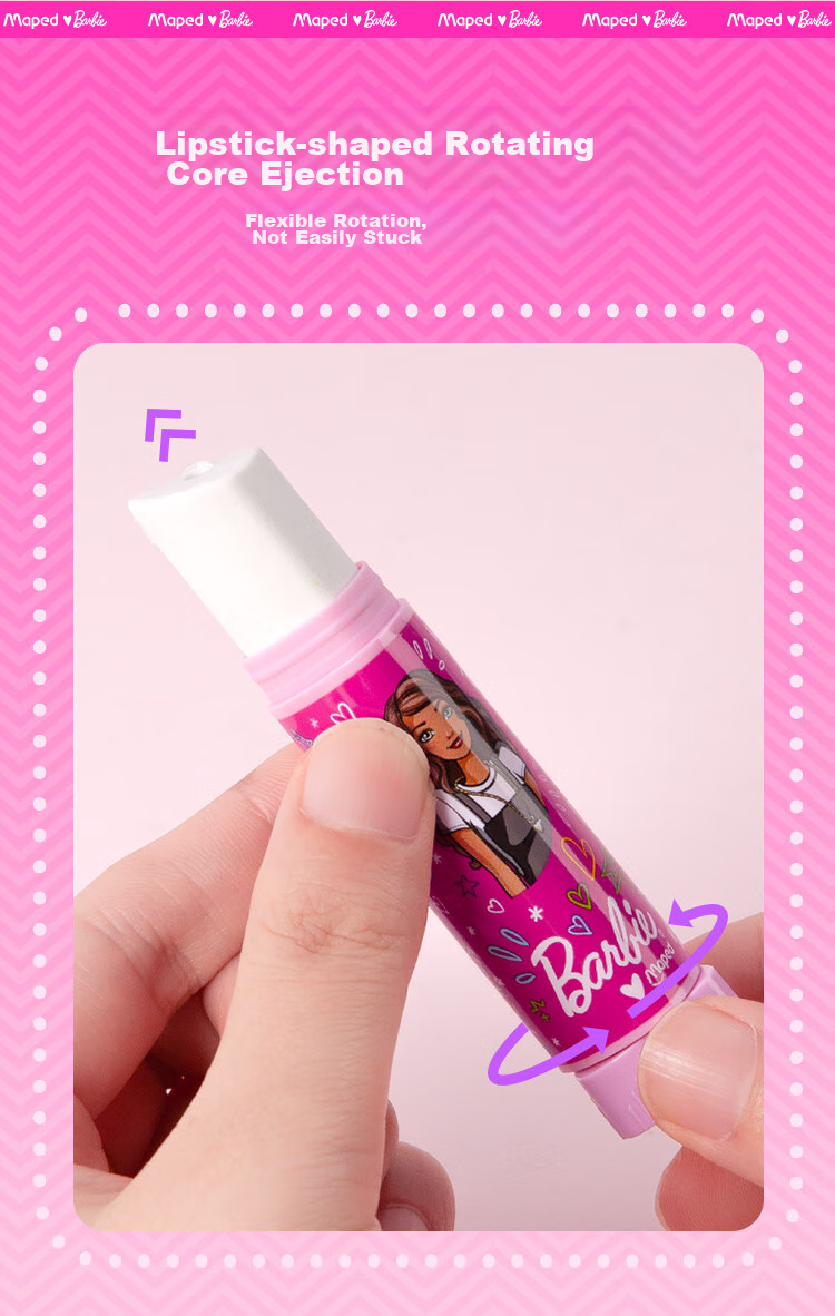 Maped Barbie Princess Lipstick Eraser, Children's Protective Cover Eraser, Dust-Free Clean, for Primary School Students, Non-Staining, Includes Replacement Core, Children's Day Gift, 152013CH 5