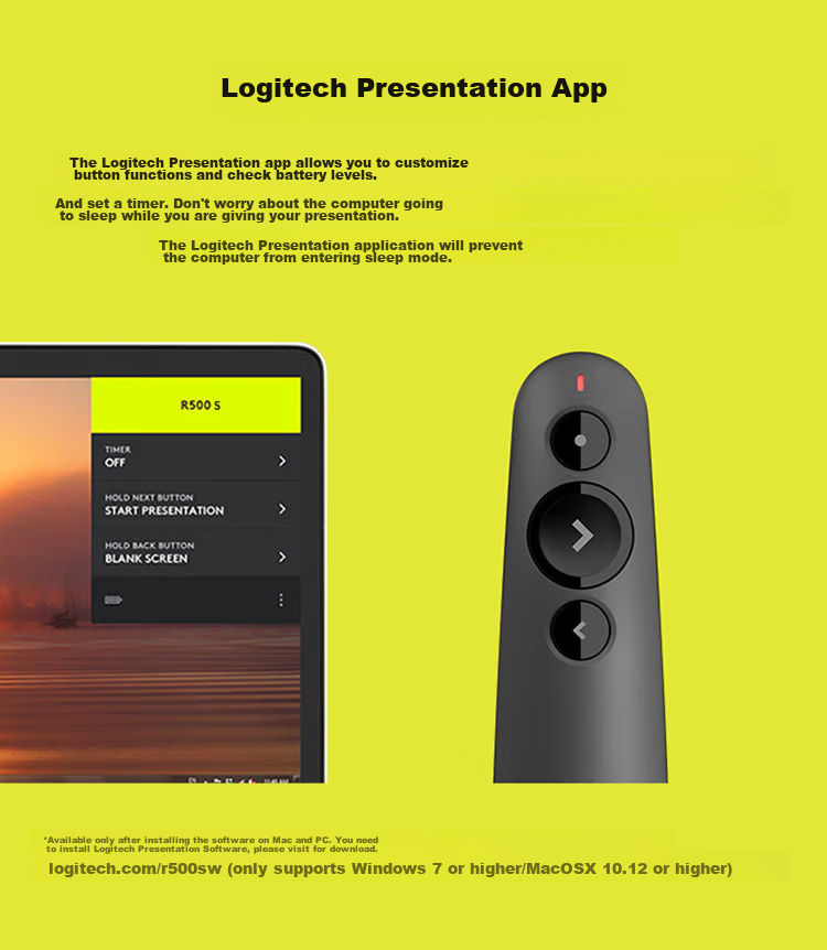 Logitech R500 Enterprise-Grade Upgraded Wireless Presenter R500S Laser Pointer PPT Page-Turning Pen for Business Office Use, Compatible with Mac iOS, Gray 8