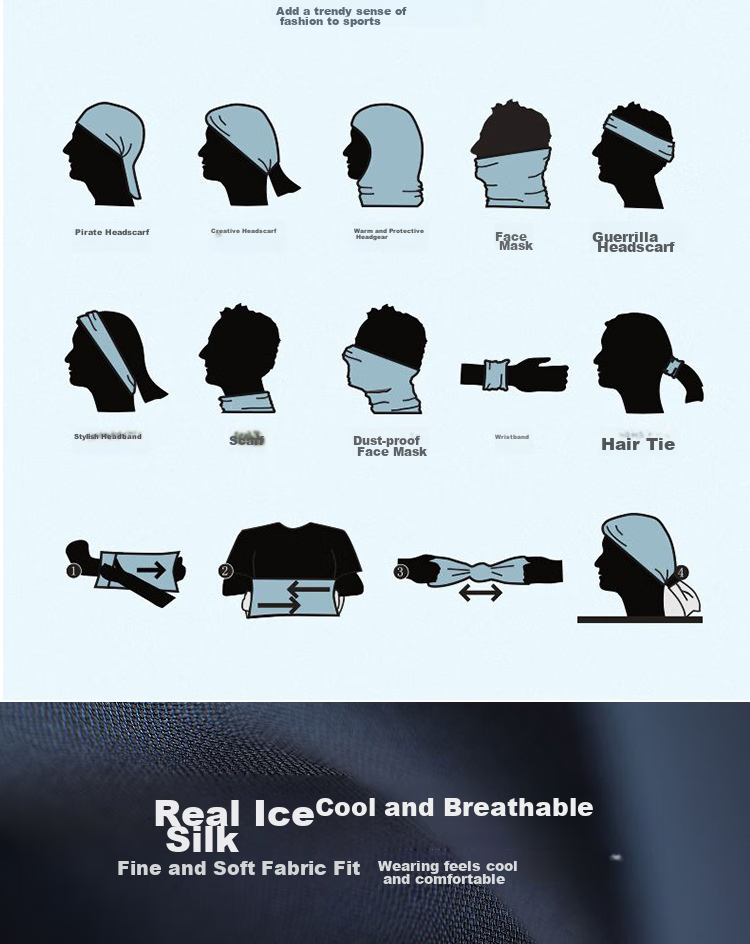 Cavalry Summer Ice Silk Magic Headband Breathable Sun Protection Mesh Sports Headband for Men And Women, Dust-Proof Triangular Band with Ear Flaps And Moisture-Wicking 3