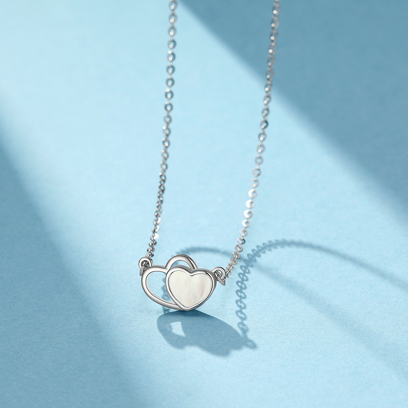 潮宏基chjjewellery双心环绕pt950铂金项链女款计价xqp43900004约325g