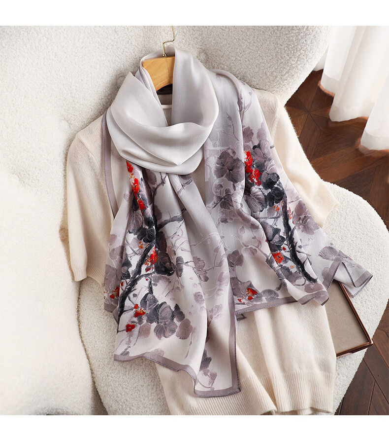 Hangsifu Silk Scarf Shawl Wrap, Autumn And Winter Neck Protection Cloak, Mother's Birthday Gift Box 18