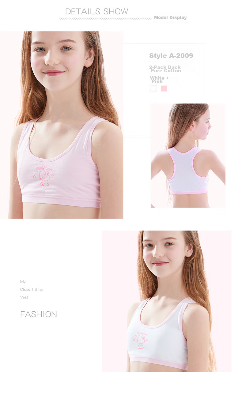 Hello Kitty Developmental Training Bra for Girls, Ages 9-12, Thin Underwire Bra, Summer Camisole for Young Girls, 2009AB/70A 7