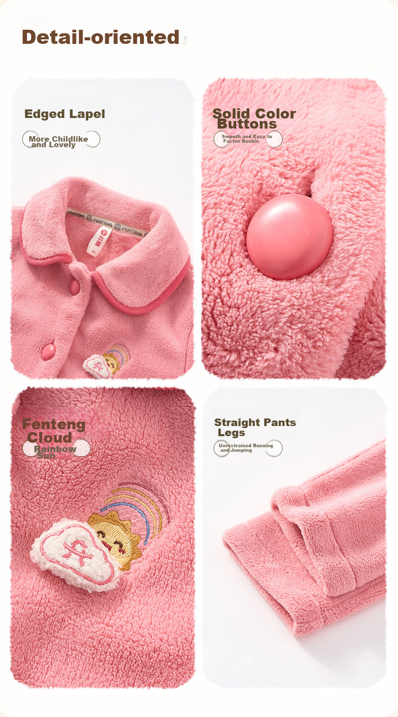 Fenteng Children's Pajamas for Boys, Anti-Static, Thickened Double-Sided Fleece, Warm, Big Kids' Loungewear Q9FJ257940359 35