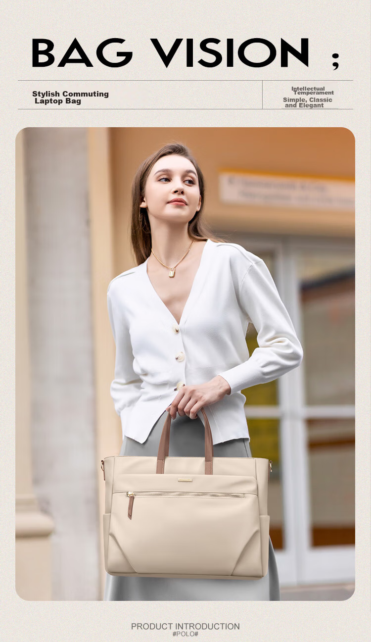 POLO Handbag, Women's Shoulder Bag, Ladies' 14-Inch Laptop Bag, Business Travel Office Bag, Gift for Girlfriend 1