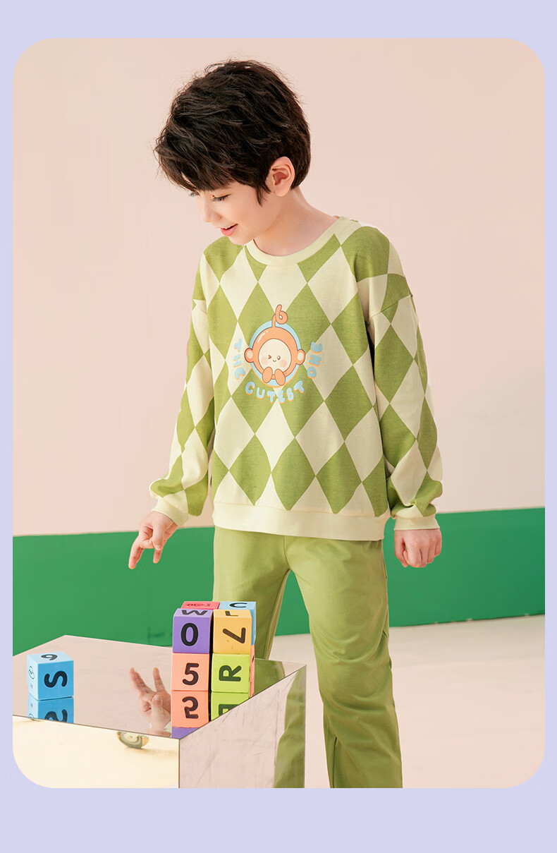 Fenteng Children's Pajamas for Boys, Pure Cotton Spring Season Sleepwear for Older Boys, Wearable Outside, Boys' Loungewear Q9X24790048 23