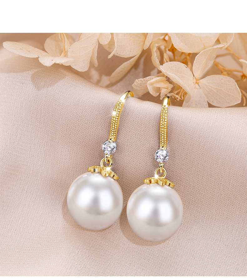 Qlady Rhinestone Imitation Pearl Silver Earrings for Women, Elegant And Luxurious Stud Earrings, 2026 New Year Silver Jewelry, Light Luxury Ear Ornaments, Birthday Gift 10