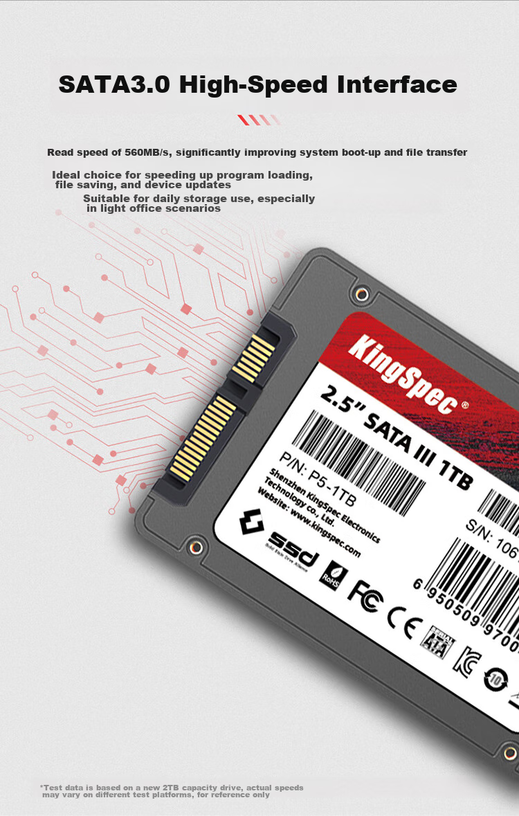 KingSpec 256GB SSD, SATA 3.0 Interface, 2.5-Inch, TLC Selected NAND, Read Speed 500MB/s, Compatible with Desktop/laptop 5