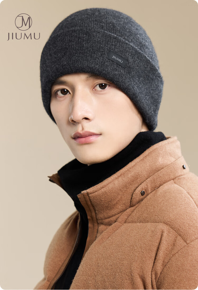 JIUMU Cashmere Warm Knit Hat, Autumn And Winter Woolen Knitted Hat, Cold Hat, Winter Hat, Outdoor Ear Protection Cold-Proof Hat for Men in Winter Seaso 1