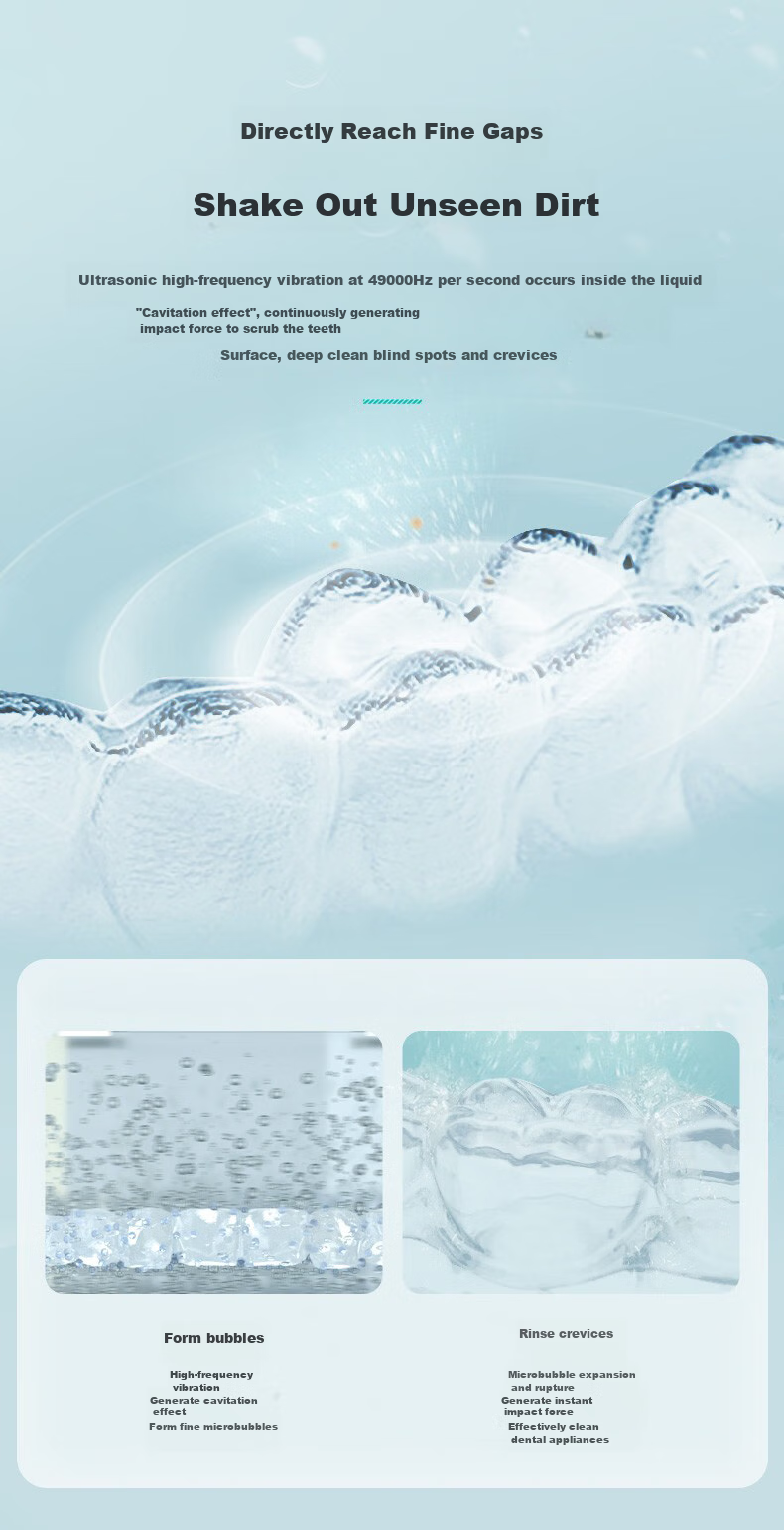EraClean Ultrasonic Teeth Cleaner Large Capacity Denture and Retainer Cleaner Full Mouth Wash 5
