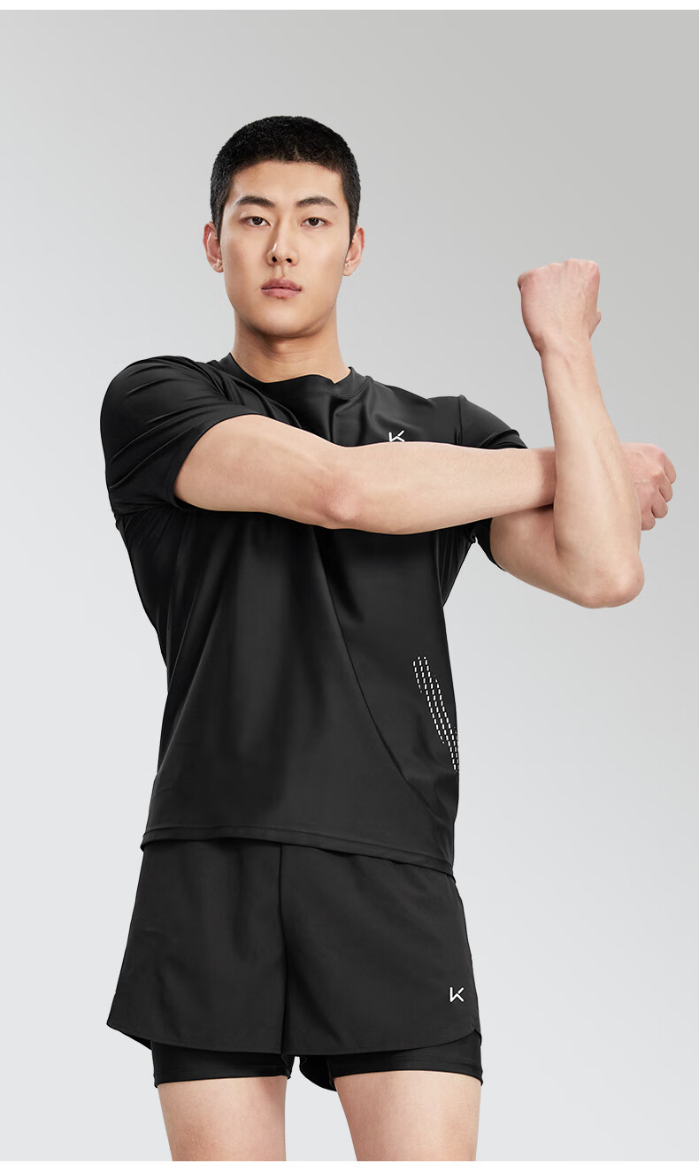 Keep Men's Short Sleeve Swim Shirt, Quick-Dry Anti-Embarrassment Professional Hot Spring Surfing Suit Swimming Gear, Black, XXL 10