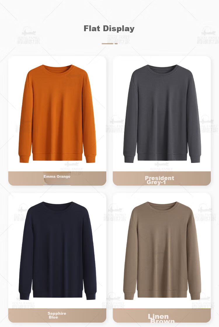 Xiahushijia [Fall New Arrival] Modal Liquid Ammonia Cotton Long-Sleeve T-Shirt for Men, 20247A Antibacterial Round Neck D107A 10