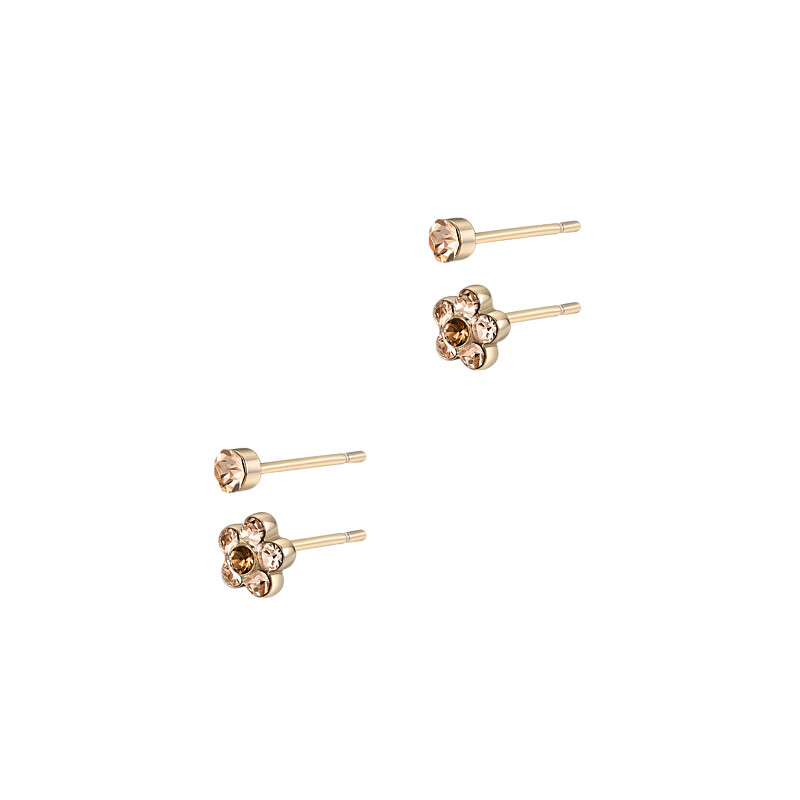 AJIDOU Women's Stud Earrings, Light Roasted Apricot Tea Series, Simple And Elegant Versatile Apricot Tea Combination Ear Jewelry, Gift for Girlfriend on Mid-Autumn Festival