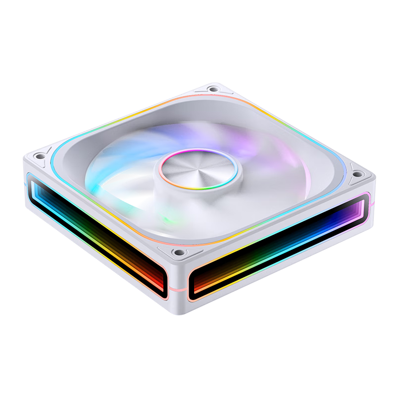 JONSBO ZA-120W ARGB Version White 12CM Case Fan (Four-Sided Layered Mirror Effect, Motherboard Synchronized Light Effect, Aluminum Logo, PWM Male-Female Connectors)