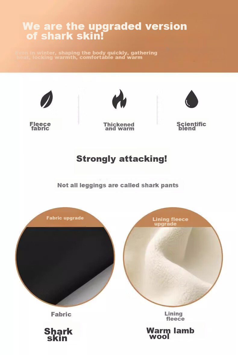 LangSha Shark Leggings for Women, Fleece-Lined, Autumn And Winter Lambswool Base Layer Pants, Tight-Fitting, High-Waisted, Tummy Control, Butt-Lifting, Thick And Warm Pants for Winter Wear 2