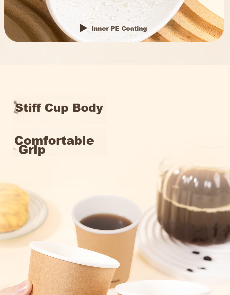Deli 420ml Paper Cup with Lid/milk Tea Beverage Coffee Cup, Disposable Double-Layer Thickened Water Cup, 50 Sets, LL219 5