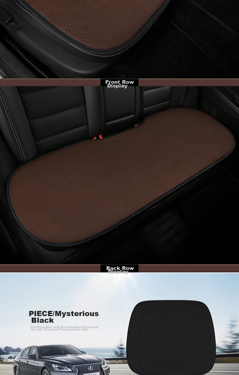 GREAT LIFE Car Seat Cushion, All-Season Universal Breathable Three-Piece Set, Single Piece Interior Seat Cover for Rear Seats, Non-Slip Car Seat Pad 14