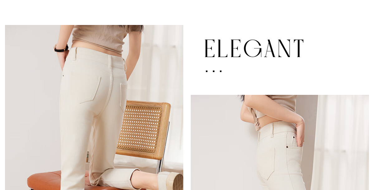 She Enjoy Women's High-Waist Draped Straight-Leg Jeans Fashion Slimming Cropped Pants T141N1101 15