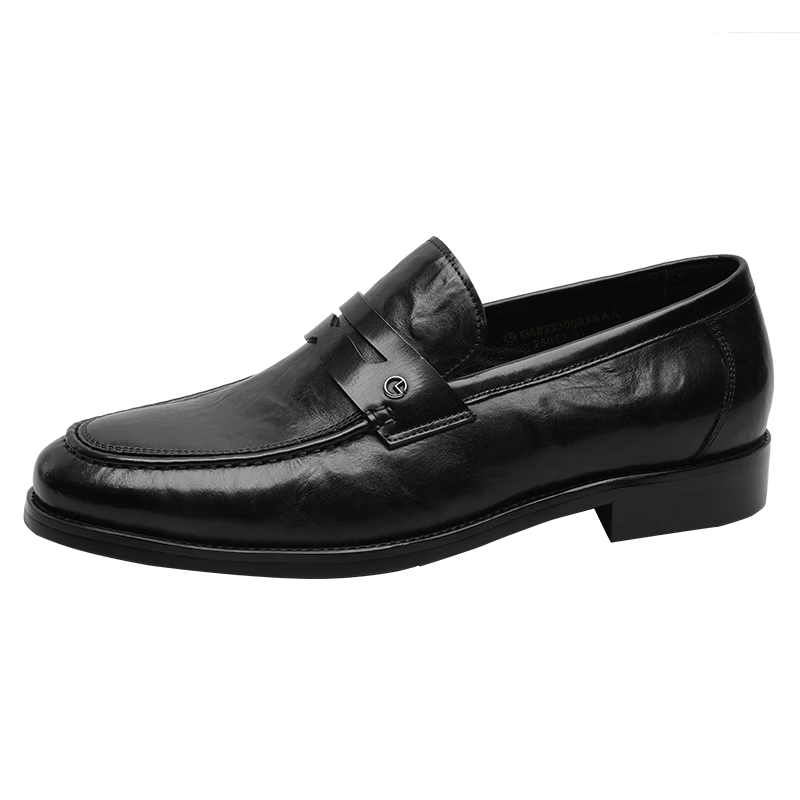 Goldlion [National Day Outing] Men's Shoes, Business Formal Leather Shoes, Wedding Shoes, Comfortable Loafers, G582330093AAA, Black, Size 42