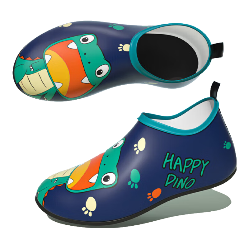 WATERTIME / Shui Chuan Beach Shoes for Children, Boys And Girls, Diving, Beach Combing, Wading, Stream Tracing, Non-Slip, Cut-Resistant Shoes, Green Dinosaur