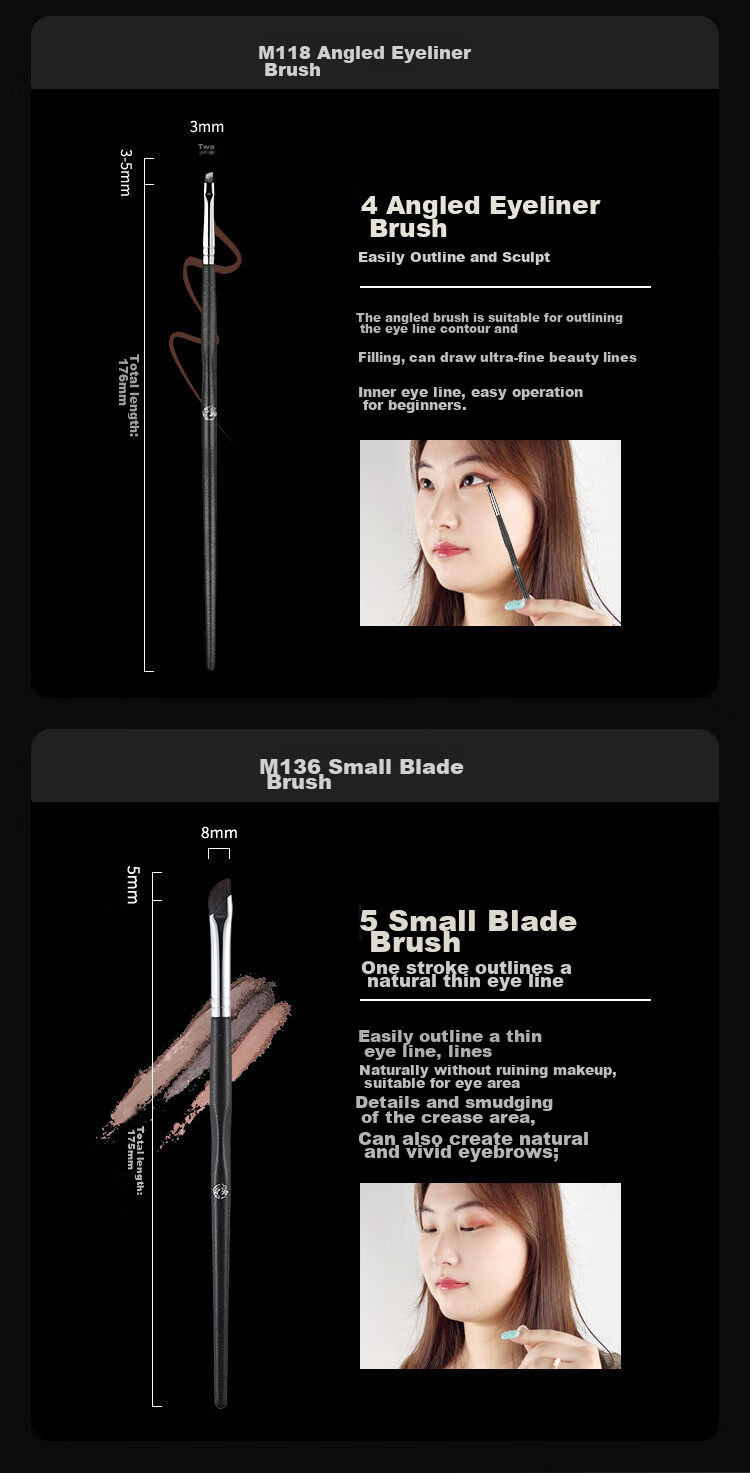 ENERGY Makeup Brush Eyeliner Knife Blade Brush, 1 Piece Master Series M136, Soft Skin-Friendly Cangzhou Makeup Brush, Soft Bristle Tool 10