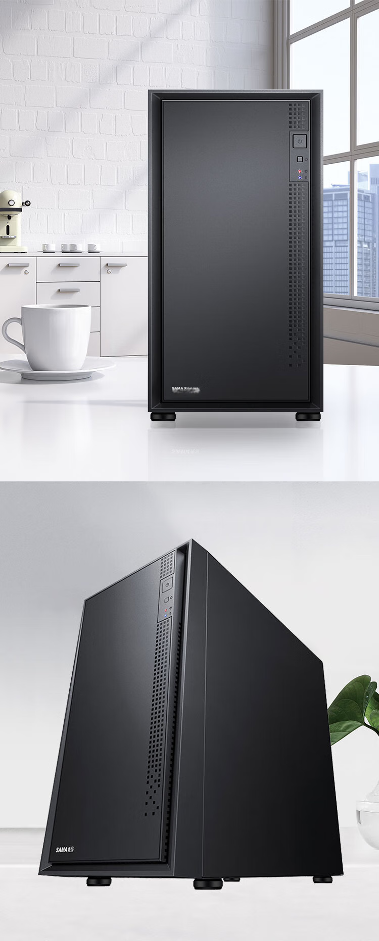 SAMA Pingtouge M9 Black, Desktop M-ATX Computer Case, Glass Side Panel/ Front Mesh Cooling/ Supports 360mm Water Cooling/ Standard Type-C Port/ Three-Sided Dust Protectio 10