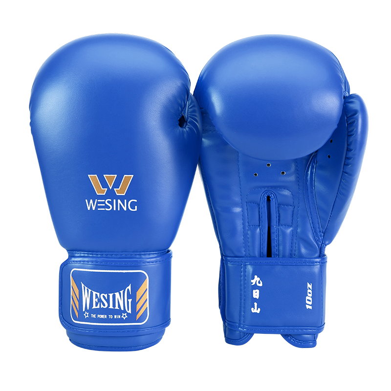 Jiurishan Boxing Gloves, Adult Sanda Martial Arts Fighting Professional Gloves, Punching Bag Gloves Training Equipment, Blue 12oz