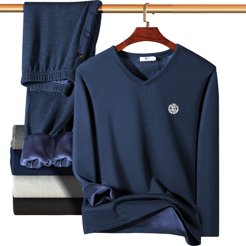 SEPTWOLVES [Upgraded Double Warmth] Fleece-Lined Thermal Underwear for Men, Thickened Tech Fleece Breathable Autumn And Winter Base Layer Set