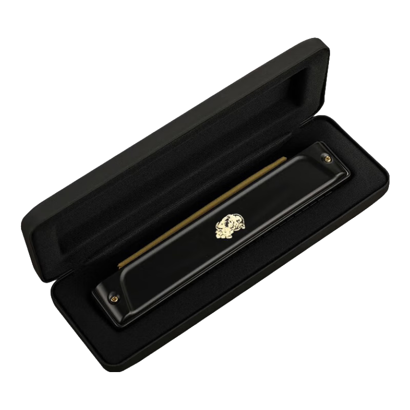 Guoguang 24-Hole Polyphonic C Key Professional Zodiac Harmonica - Ox (Imported Reeds, Includes Playing Instructions) Athens Black