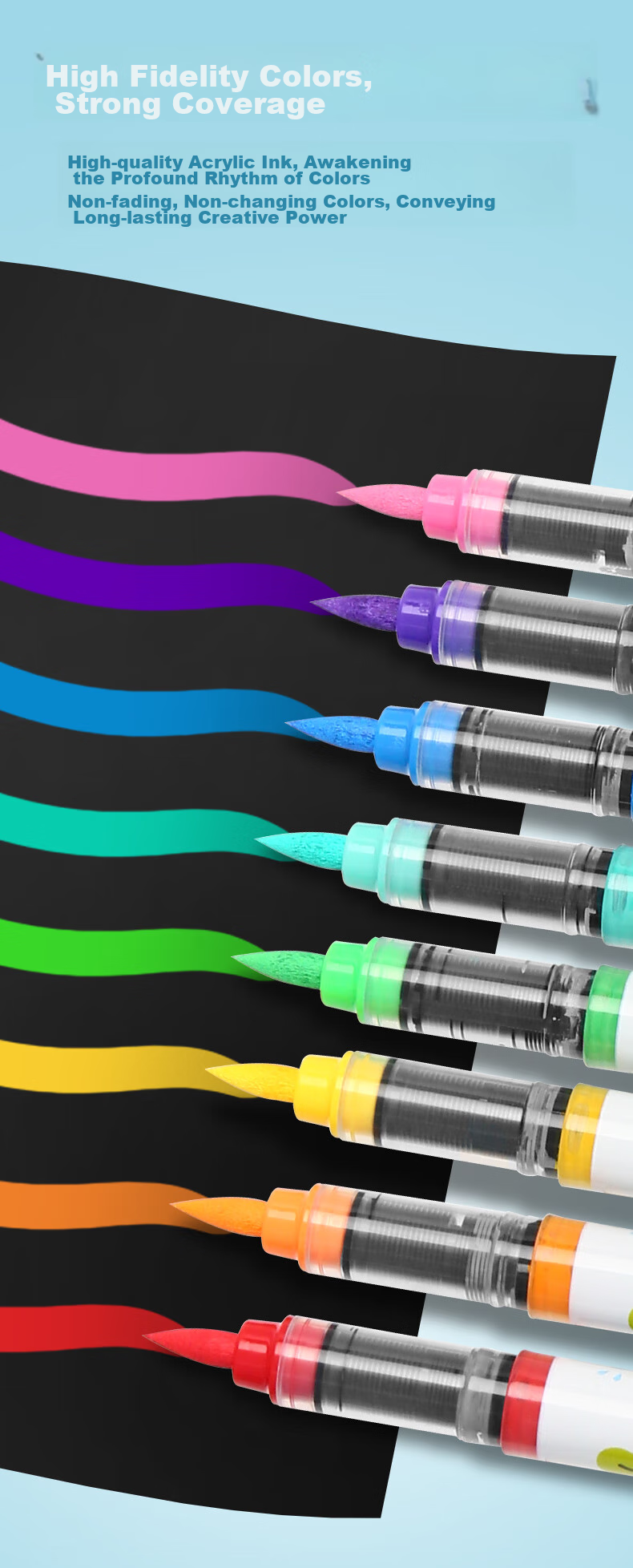 GRASP Direct Liquid Acrylic Markers, Soft Tip, 36 Colors, Skin-Friendly, Washable, Drawing Pens, Ink Control, Layering Capable, Children's Watercolor Pens, Instant Camera Paper, Doodle, Birthday Gift 5