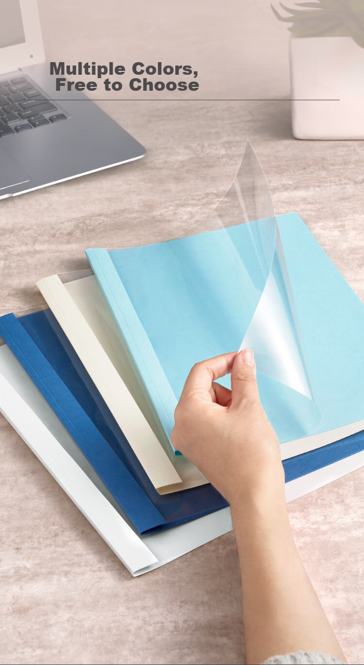 DSB (Dishibi) High Transparency Thermal Binding Covers A4, Specialized for Thermal Binding Machines, Blue, 1mm Thick, Pack of 24 2