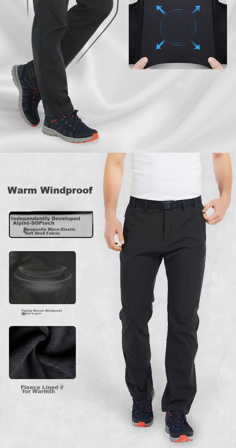 ALPINT MOUNTAIN Fleece-Lined Soft Shell Pants for Men And Women, Autumn And Winter Outdoor Cold-Resistant Hiking Trousers, Waterproof Fleece-Lined Tactical Pants for Winter 3
