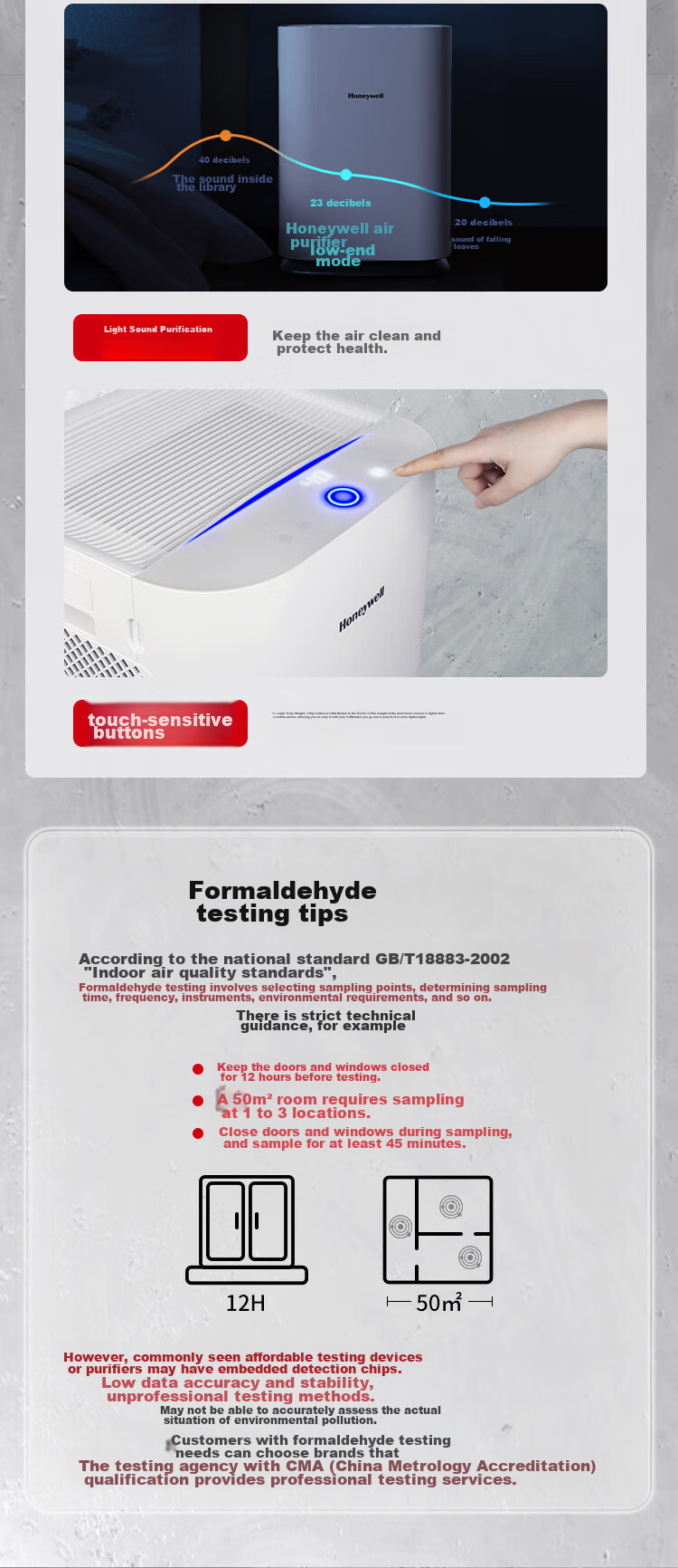 Honeywell Air Purifier for Home Use, Removes Formaldehyde, Smog, PM2.5, Intelligent Purifier, Eliminates Bacteria And Influenza Viruses KJ820F-P21D 14