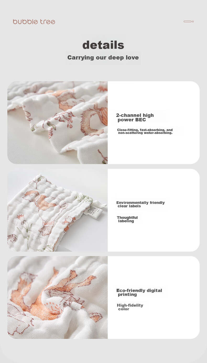 BUBBLE TREE Baby Drool Bib, Infant Burp Cloth, Long Towel for Newborns, Bath Towel, Six-Layer Pure Cotton Gauze Towel 13