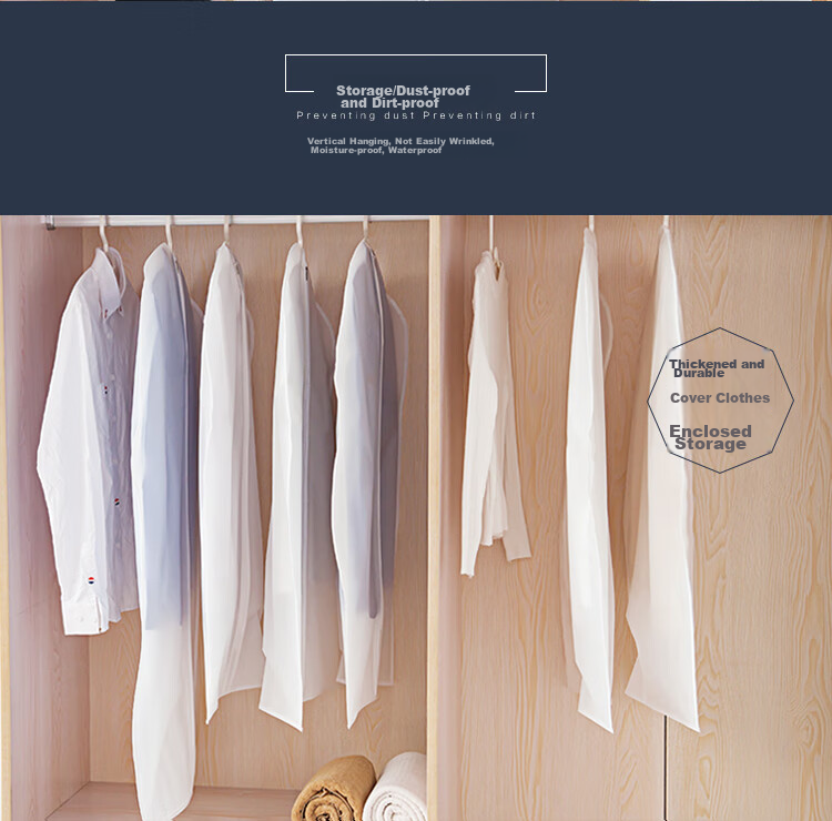 Jinghuisichuang Clothing Dust Cover, Thickened down Jacket Dust Bag, Suit And Coat Hanging Bag, Washable Storage Large Size, 3-Pack 8