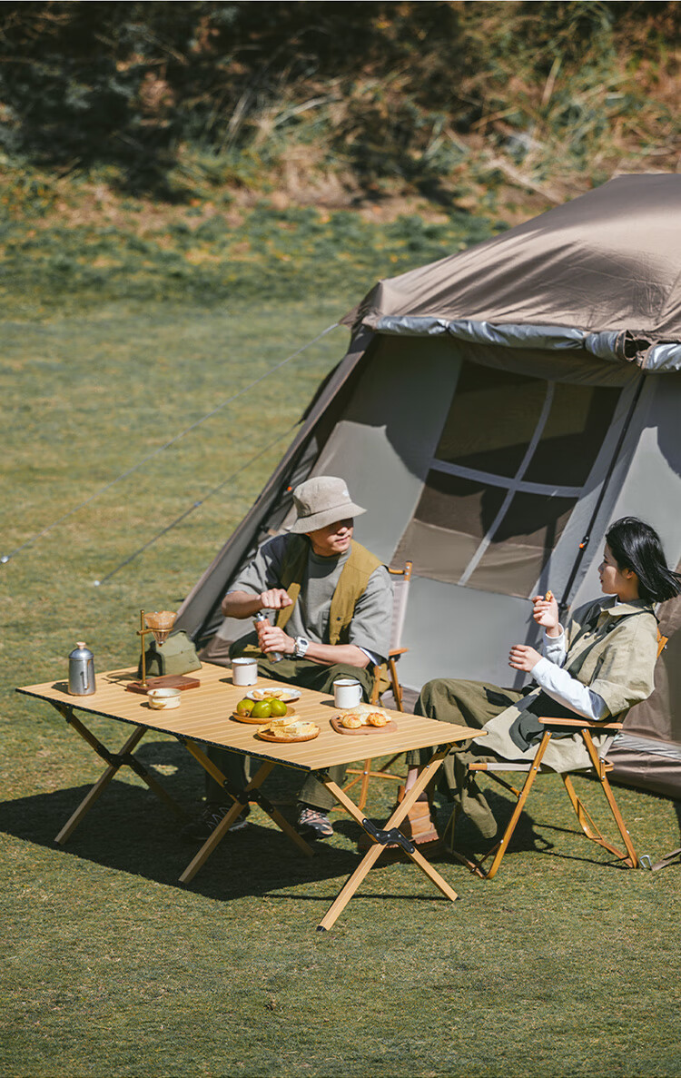 Naturehike Nuoke Star Simple L01 Aluminum Alloy Egg Roll Table Portable Outdoor Camping Picnic Folding Table Black Large 4