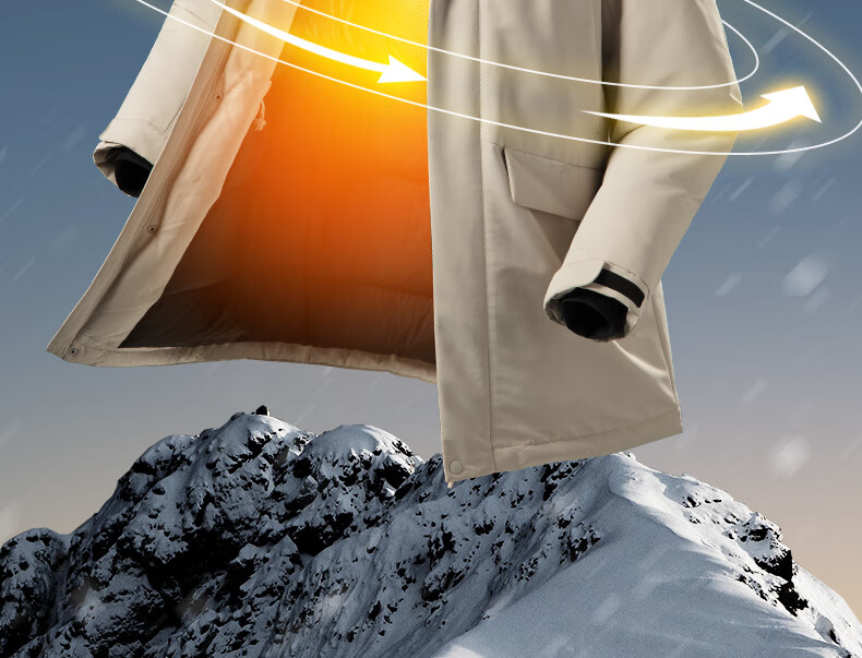 CAMEL Workwear down Jacket, Mid-Length, White Duck Down, Collar, Casual Sports Thickened Coat, Winter Season, M13CAKI038A 12