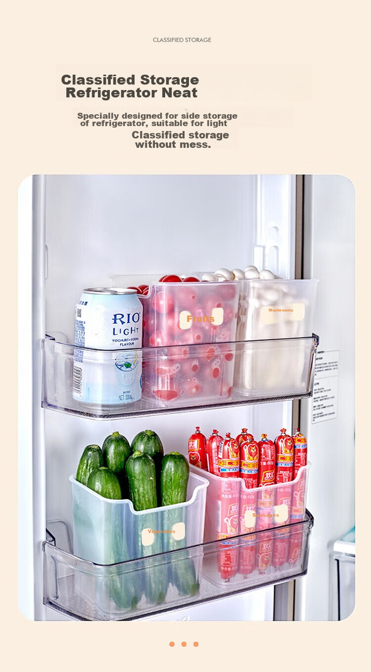 KATEI STORY Japanese Refrigerator Side Door Storage Box, Vegetable And Food Fruit Classification Organizer, Interior Food-Grade, Set of 3 4