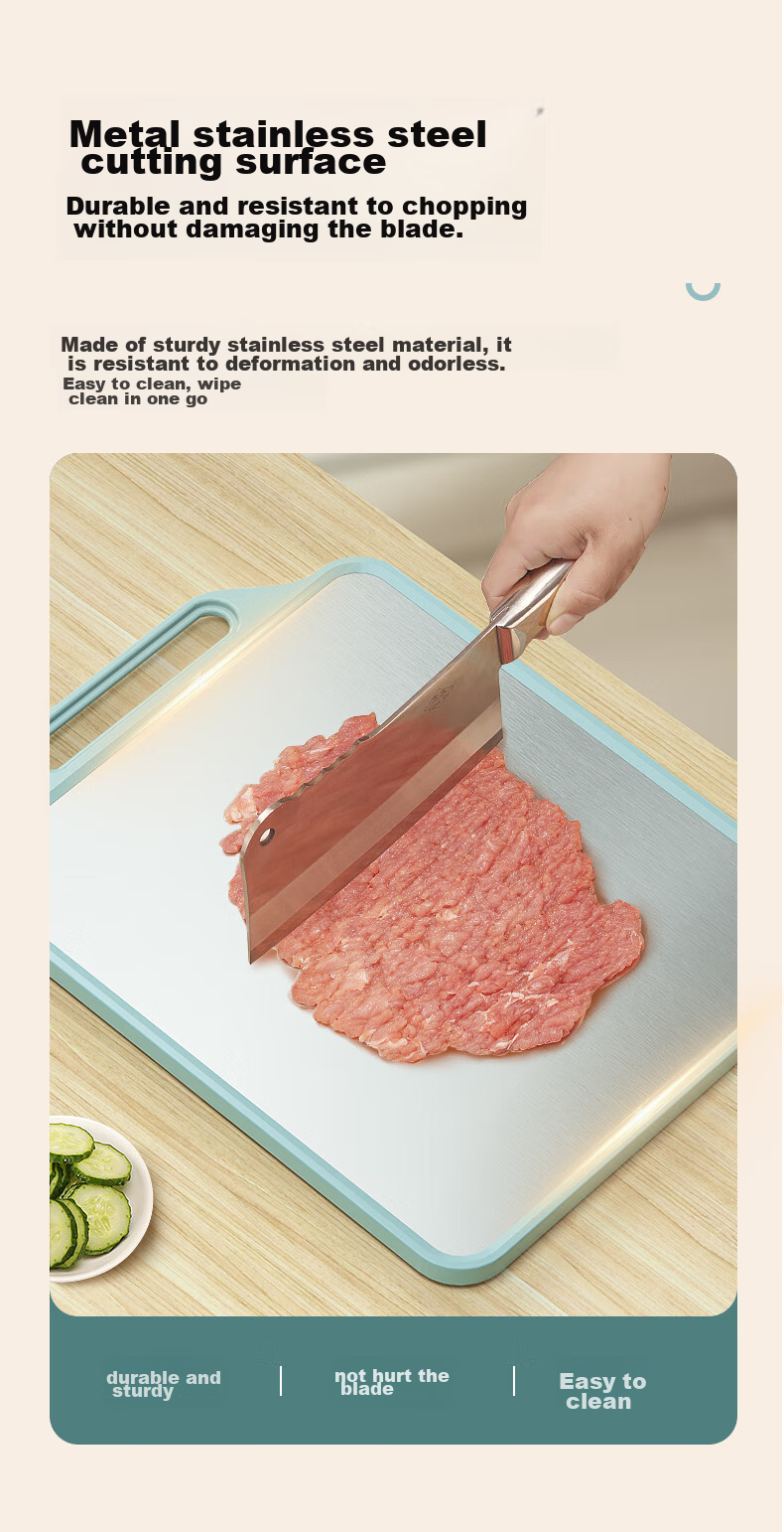 PINYU Cutting Board, Household Antibacterial And Anti-Mold Chopping Board, Double-Sided Sticky Board, Kitchen Stainless Steel Cutting Board, Fruit Knife Board, Butcher Block 6