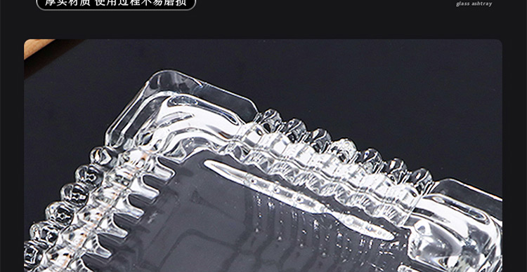 Jidukongjian Glass Ashtray, High-End Office Ashtray, Desktop Ornament, Birthday Gift for Dad, Square Shape 16