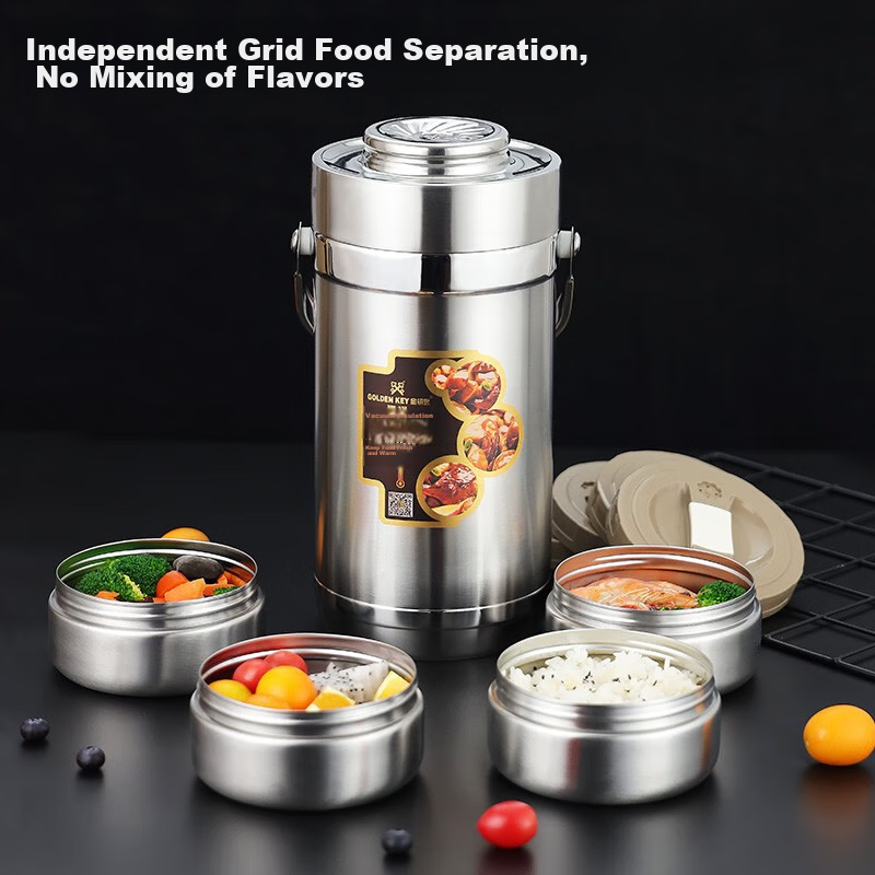 Jinyaoshi 304 Stainless Steel Vacuum Insulated Lunch Box, Classic 2.6L Capacity, All-Steel Design, Thermal Food Container, GK-JBD2600T