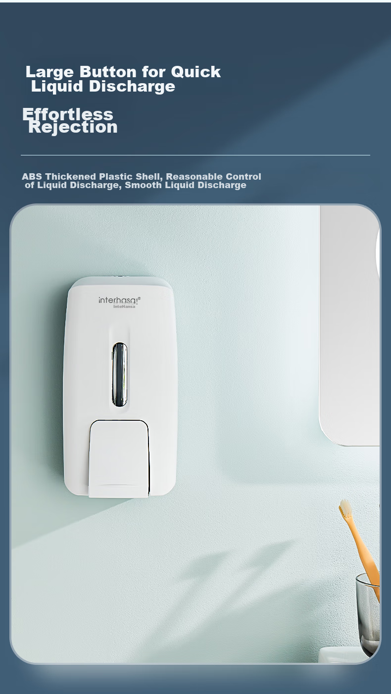 Interhasa! F9088 Wall-Mounted Manual Soap Dispenser, Push-Button Soap Dispenser, Kitchen Dish Soap Bottle, Hand Sanitizer Container, No Drilling Required 5