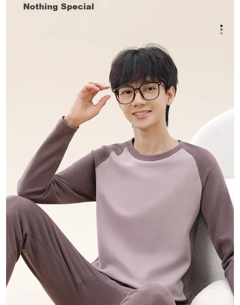 YUZHAOLIN Thermal Underwear Set for Men, Middle And High School Students, Autumn And Winter Fleece-Lined Top And Bottom, Cotton Sweater for Older Childre 14