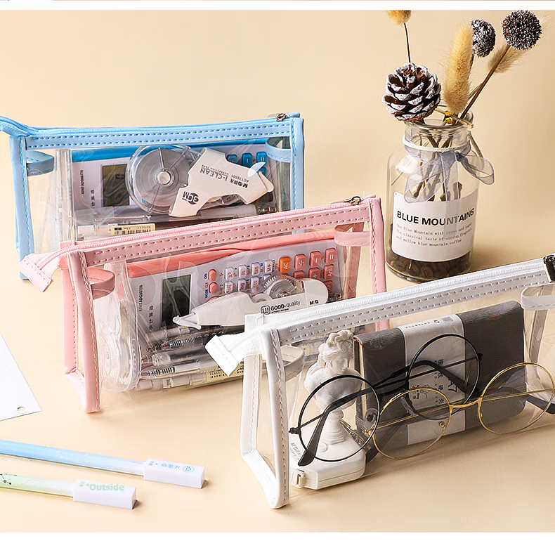 Wengu [Exam Essential] Transparent Pencil Case, Large Capacity High-Quality Stationery Bag for Primary And Secondary School Students, Graduation Gift for College Boys And Girls, Exam-Specific WGBD001 Sky Blue 16