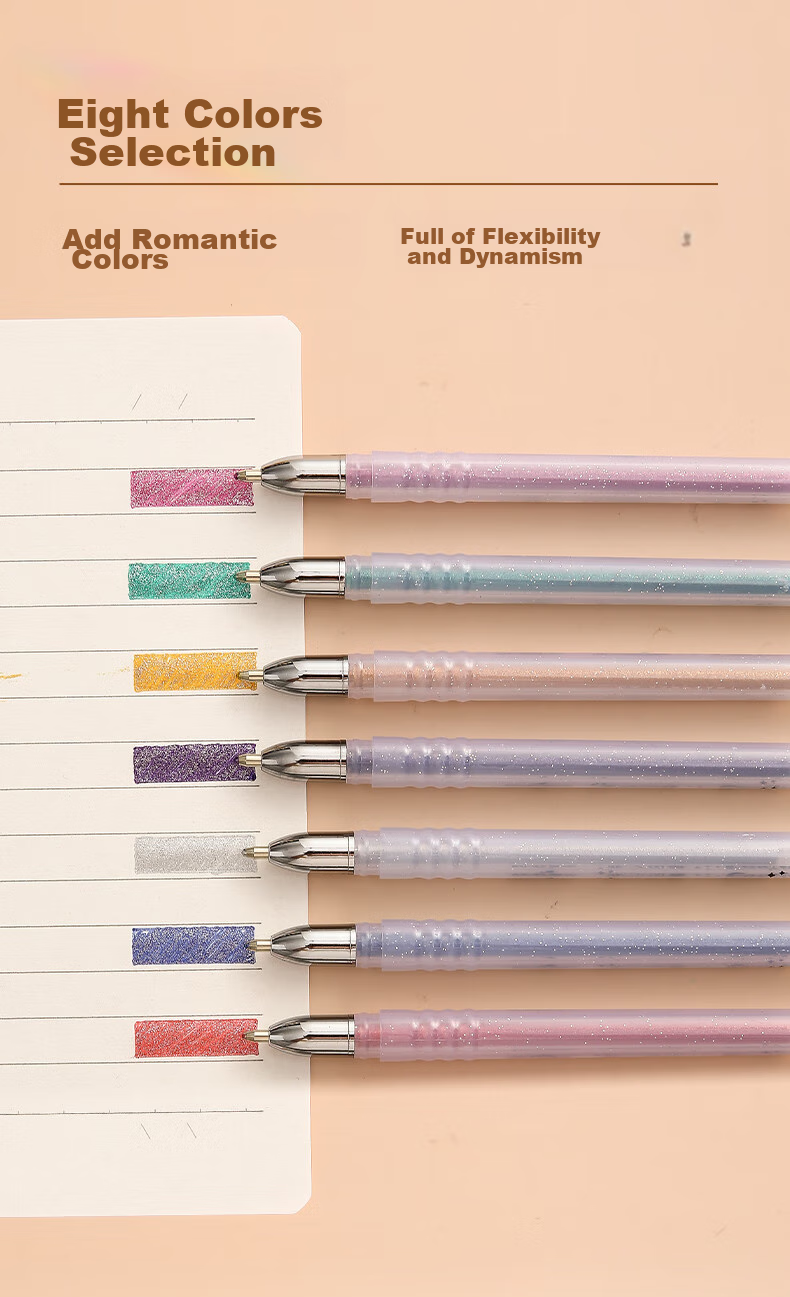 M&G Stationery, 1.0mm Flashing Colorful Gel Pens, Bullet Tip Signing Pens, Multi-Color Planner Pens, Ink Pens, 8 Pcs/box GP1311 Back-To Essential 3