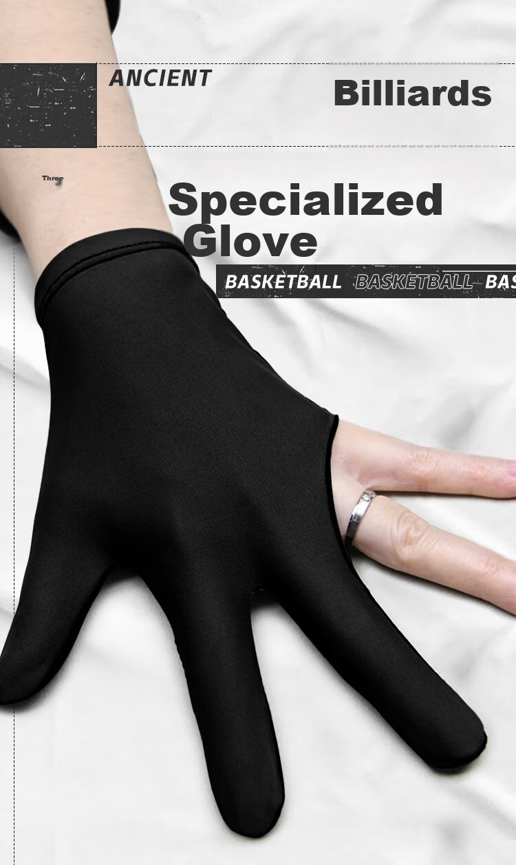 LIVEX Billiard Three-Finger Gloves, Billiard Gloves for Men And Women, Universal Left And Right Hand Gloves, Breathable Fingerless Gloves 1