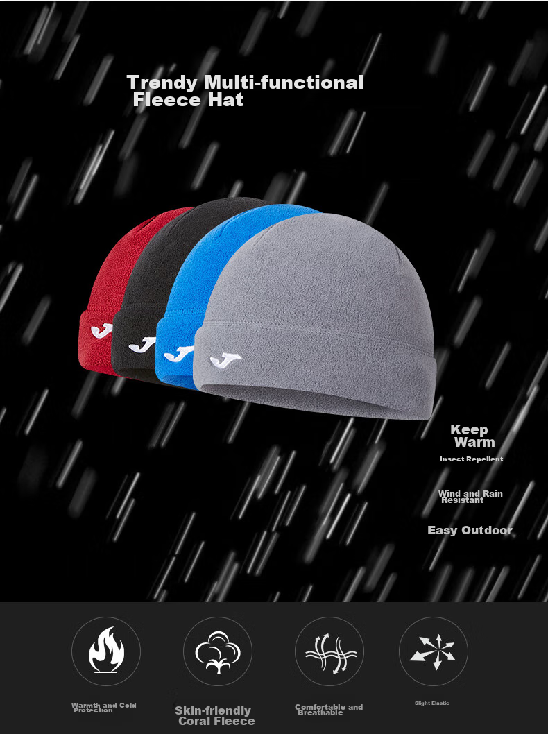 JOMA Fleece Hat for Men And Women, Autumn And Winter Knitted Cold-Proof Hiking Skiing Running Cycling Sports Cap, Black, Children's Style 3