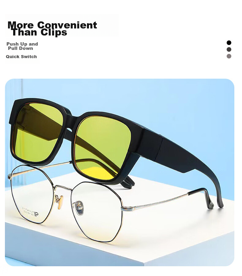 HB Sand Black Frame Night Vision Polarized Goggles, Anti-Glare for Driving at Night, Can Be Fitted with Prescription Glasses, Sunglasses 9