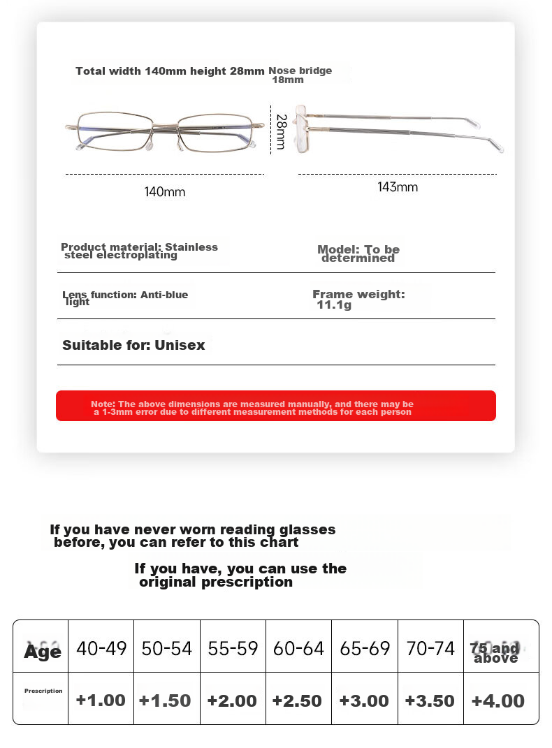 Mushe Foldable Portable Anti-Blue Light Reading Glasses, Original Japanese Import, High Definition Men's Presbyopic Glasses 17