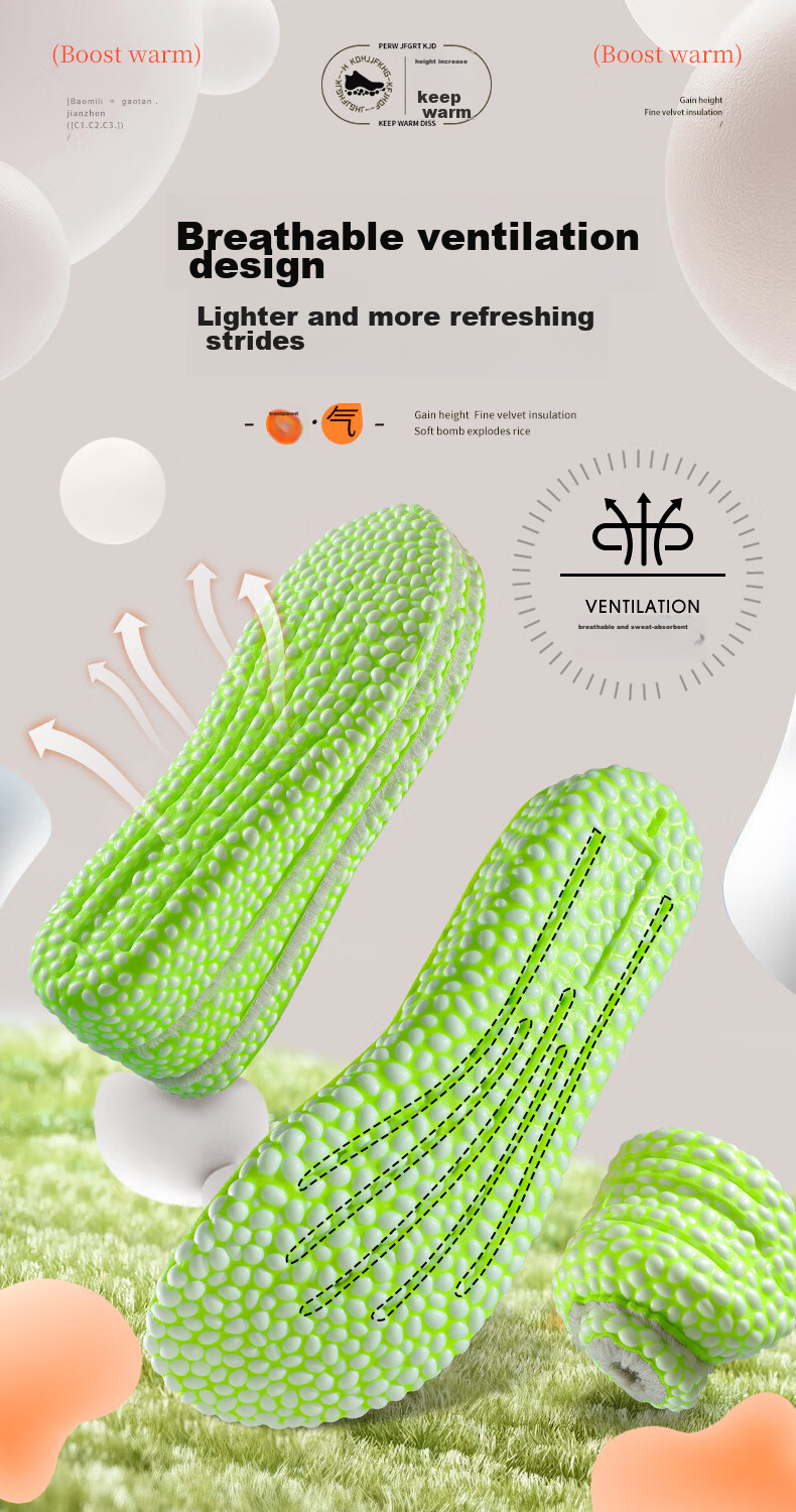 Nanjiren Warm And Height-Increasing Insoles for Men, Shock-Absorbing Breathable Invisible Hidden Height-Increasing Full Insoles with Squishy Feel, 2.5cm, Size 39-40 13