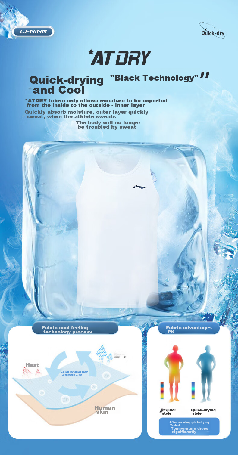 Li-Ning Tank Top for Running, Summer Style, Unisex Fitness Workout Breathable Cool Sleeveless Top Base Layer Martial Arts Sports Vest 3